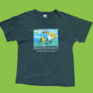 The Simpsons Perseverance Homer 2003 Hunter Green T-Shirt Men's Size Large